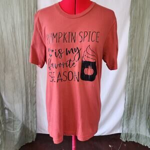 Canvas Burnt Orange Brown Short Sleeves Crew Neck Knit Shirt Fall Graphic Size L